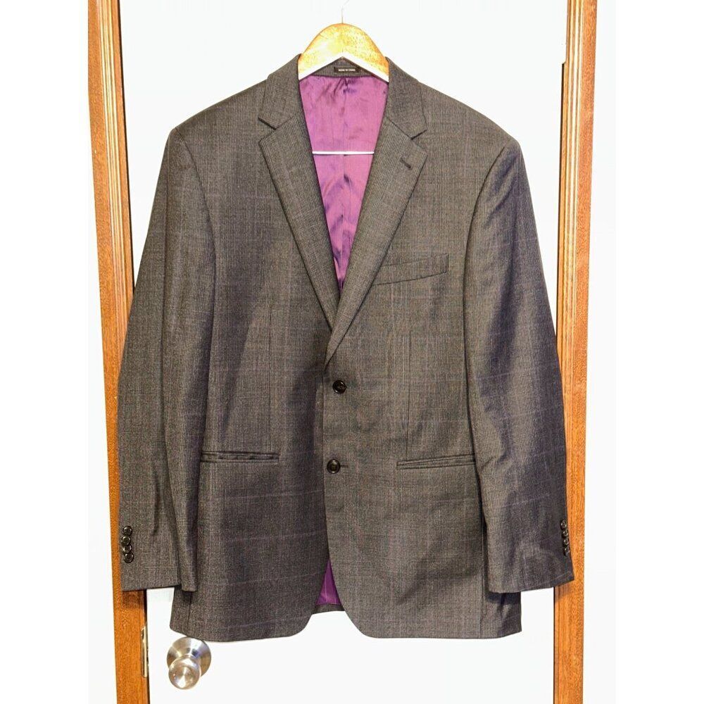Joseph Abboud Wool Plaid‎ Suit Jacket With Purple DetailSize 40R